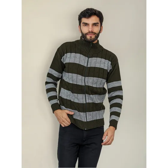Camperita Merlin (art 566) Sweater Campera Rayada Trenza