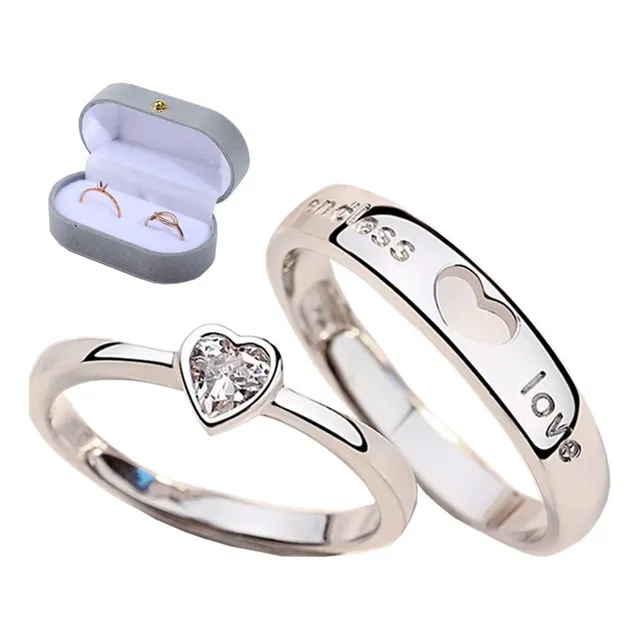 Anillo De Corazón Ajustable Para Hombre Y Mujer Con Cajita