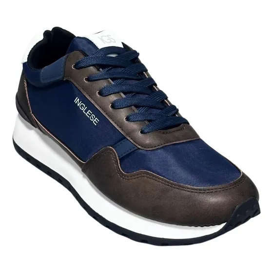 Zapato Deportivo Casuales Modernos Inglese York Marron Azul