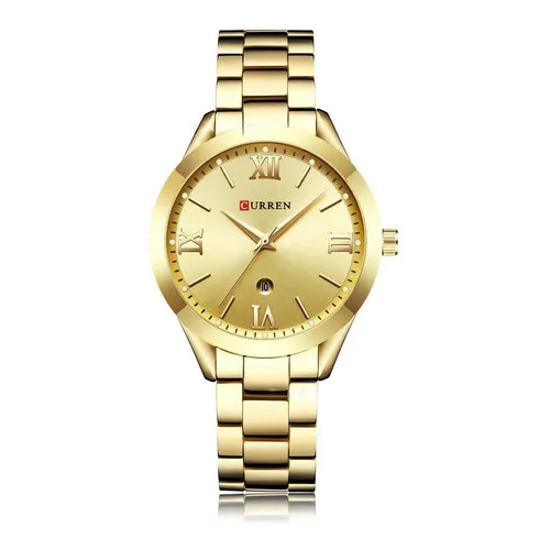 Relógio Feminino Curren 9007 Dourado À Prova D'água
