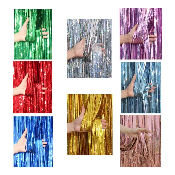 Cortina Lluvia Holografica 2 Metros X 1 8colores