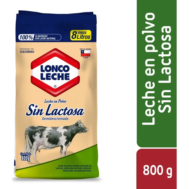 Leche en Polvo Sin Lactosa Loncoleche 800g