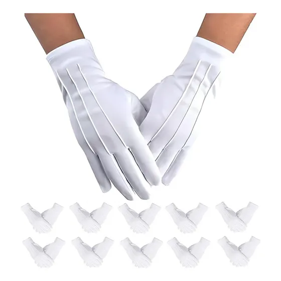 10pares Guantes Blancos Algodón Para Escolta Joyería Meseros