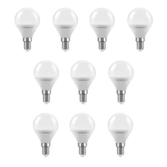 Lampara Gota Led 6w E14 Mignon Fría 6000k Macroled X 10un