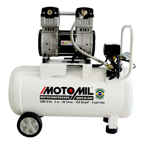 Motocompressor De Ar Isento De Óleo 50l 2hp 220v Motomil