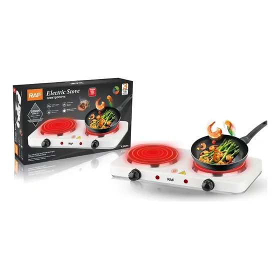 Cocina Eléctrica Raf Estufa Portátil 2 Hornillas 2000 Watts Color Blanco | Cuotas sin interés