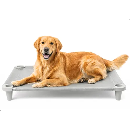 Caminha Pet Cachorro G Suspensa Ortopédica 100x60 Lavável Cinza Liso