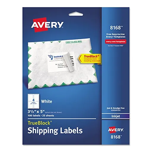Etiquetas De Inyección De Tinta Avery 8168, Para Envío, Perm