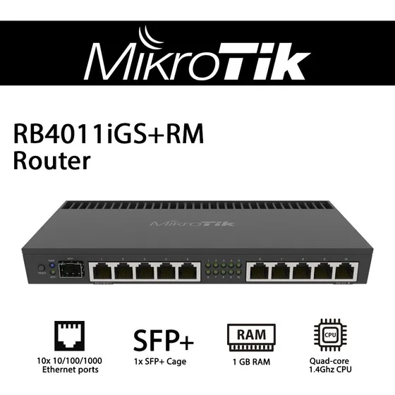 Mikrotik Rb4011igs+rm 10 Ptos Gigabit Sfp+ 10gbps L5 Rb4011