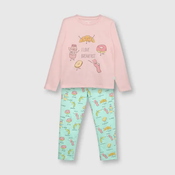 Pijama De Niña De Algodón Rosado (2 A 12 Años) Colloky