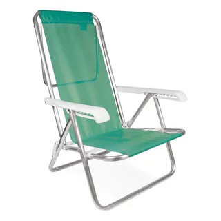 Cadeira Praia Aluminio Reforçada Reclinavel 8 Posiçoes Cor Verde Cadeira Praia Aluminio Reforçada Reclinavel 8 Posiçoes Cor Verde