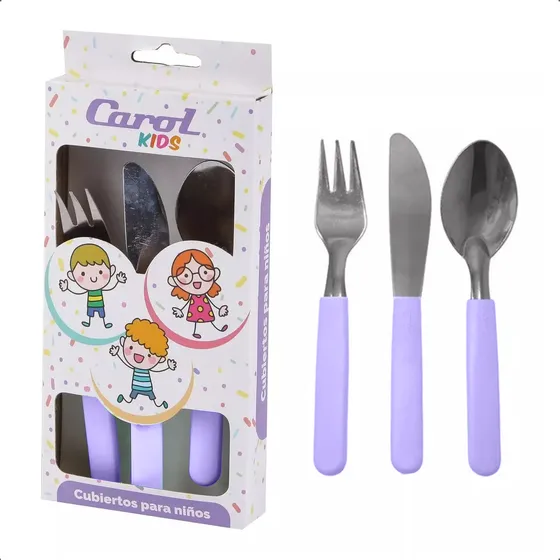 Set X3 Cubiertos Infantiles Carol De Acero Inox Niños