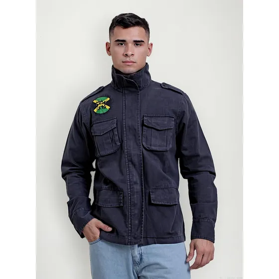 Campera Chaqueta Gabardina Gris Oscuro Littlejahmaica Hombre