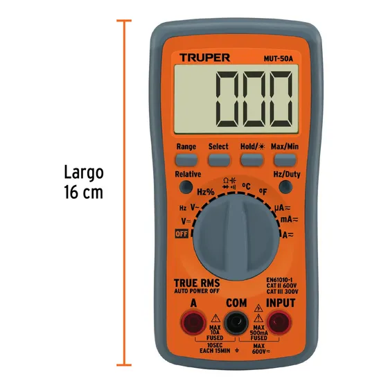 Mulitester Digital Auto Rango Deluxe Truper 100361