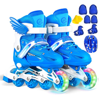 Patines En Línea Niño Niña Ajustables Led Protección Básica Patines En Línea Niño Niña Ajustables Led Protección Básica