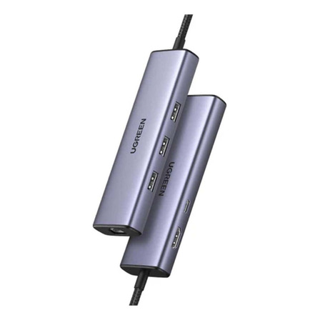 Hub Ugreen Usb-c 6 Em 1 Multi Adaptador 100w 1000 Mbps Cinza Cor Cinza Hub Ugreen Usb-c 6 Em 1 Multi Adaptador 100w 1000 Mbps Cinza Cor Cinza