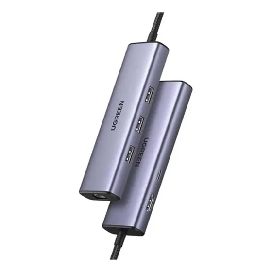 HUB USB-C UGREEN Docking Revodok 6 en 1 3 Puertos USB-A 3.0 5 Gbps USB-C PD 100W HDMI 4K@30Hz Entrada 1 RJ45 Gigabit Ethernet Chip de Última Generación Potente Disipación de Calor