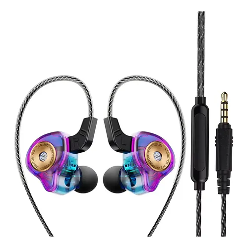 Fone de Ouvido Gamer In-Ear QKZ ZXT Violeta Cabo Destacável 1.2m