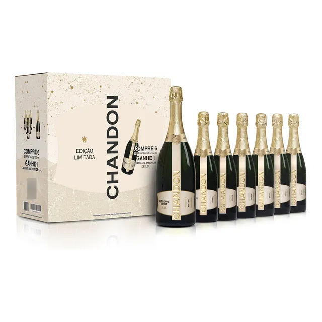 Kit 6 espumantes Chandon Brut 750ml con 1 Magnum Chandon 1,5L