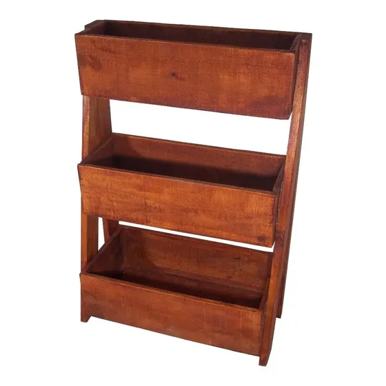 Macetas Jardinera Vertical Triple Madera De Eucalipto Deco