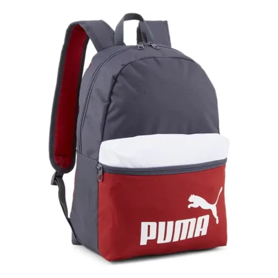 Mochila Puma Backpack Colorblock 9046807 Color Gris Oscuro-rojo Diseño De La Tela Lisa