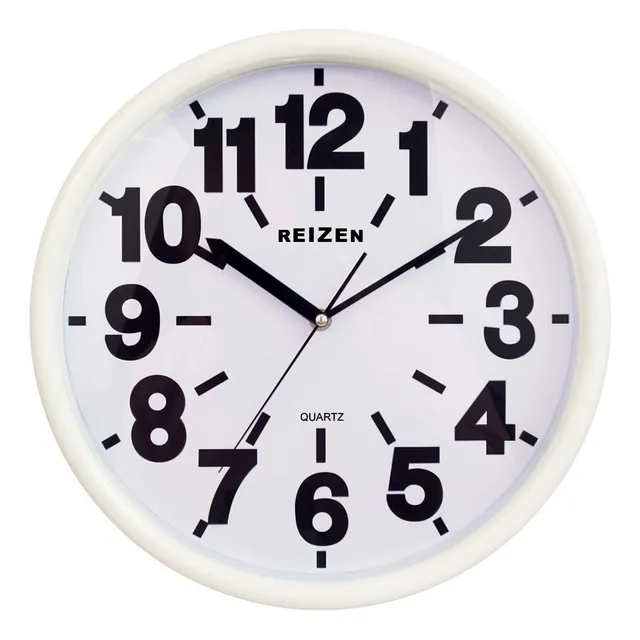 Reloj Pared Cuarzo Baja Vision Cara Blanca Negro No