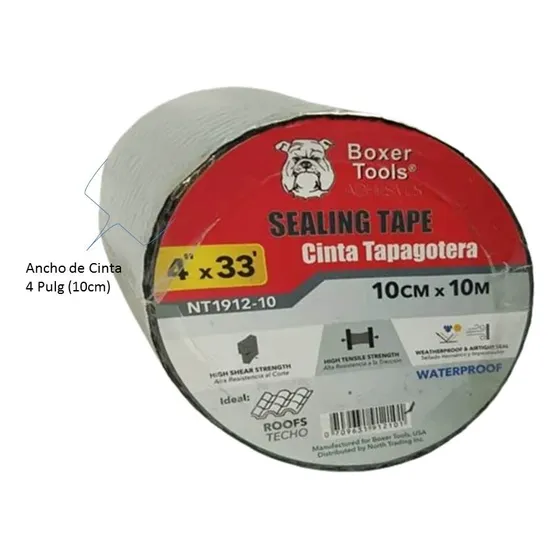 Cinta Tapagoteras Butilo 10cm X 10mt Aluminizada U.s.a.