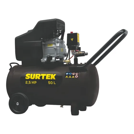 Compresor Aire Electrico Surtek Lubricado 50 Lt 2.5 Hp 127 V Color Negro Fase eléctrica Monofásica Frecuencia 60 Hz
