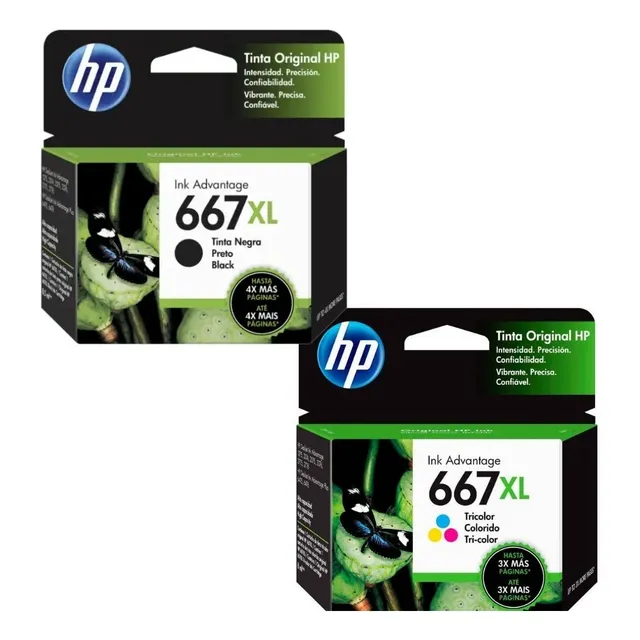 Paquete 2 Cartuchos Hp 667xl 1 Negro Y 1 Color Original Kt