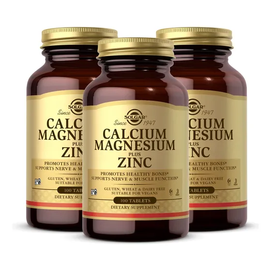 Suplemento Solgar Calcio Magnesio Zinc 100 Comprimidos X3