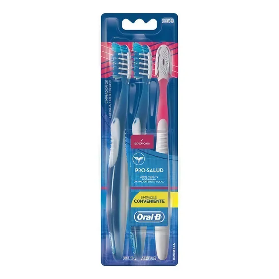 Cepillo De Dientes Oral B Pro Salud 7 Beneficios Suave 3 Uds