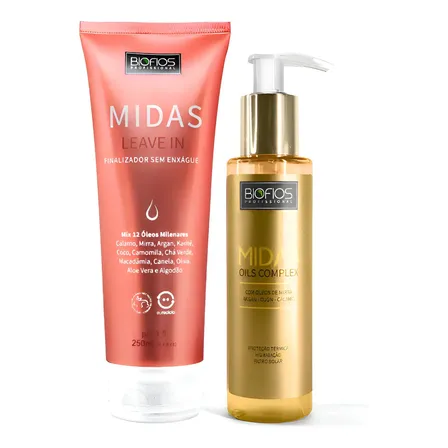 Kit Misturinha Midas Protetor Térmico Finalizador Sem Enxágue Argan Óleo E Creme - Oils Complex 100ml + Leave-in 250g Biofios Profissional