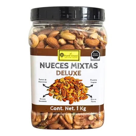 Nueces Mixtas Deluxe 1kg Punto Granel - Mix de Nueces, Almendras, Anacardos, Pepitas, Cacahuates, Healthy Mix, Mix Frutos Secos