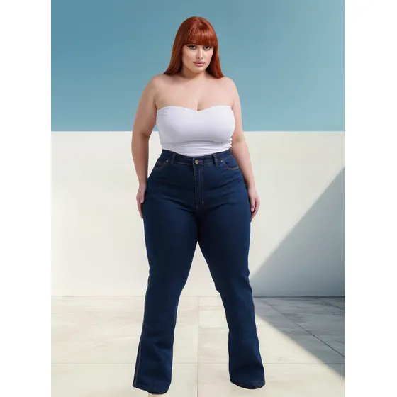 Calça Feminina Jeans Moda Country Resistente Plus Size Lycra
