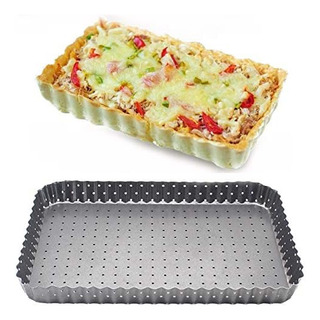 Molde Desmontable Perforado Hornear Pizza Pan Rectangular Molde Desmontable Perforado Hornear Pizza Pan Rectangular