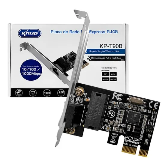 Placa De Rede Pci Express Rj45 Função Wake On Lan 1000mbps
