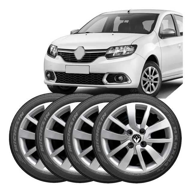 Kit 4 Calotas Aro 15 Renault Sandero Logan 2014 A 2020 Prata