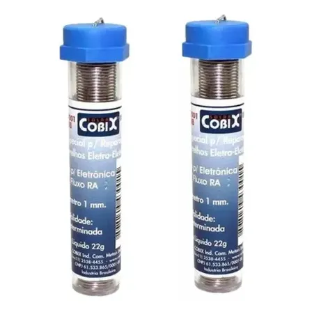 Kit 2 Tubo Solda Estanho 1mm 63x37 22g C/ Fluxo - Cobix
