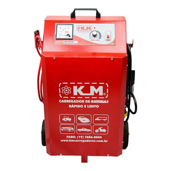 Carregador De Bateria 100a 2-12/24v Bivolt Km Kme100a/2b