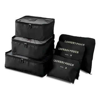 Organizador De Malas Para Viagem - Kit 6 Peças- Travel Cor Preto Desenho Do Tecido Liso Organizador De Malas Para Viagem - Kit 6 Peças- Travel Cor Preto Desenho Do Tecido Liso