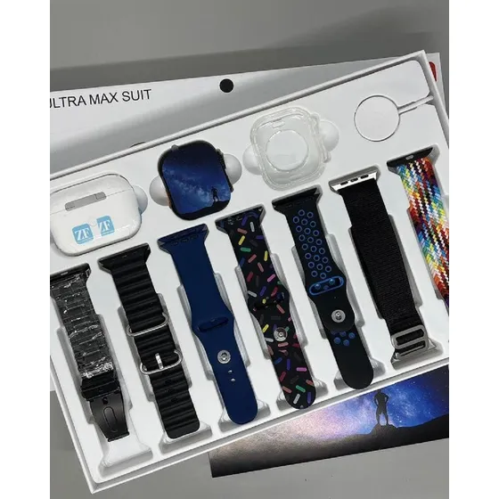Smartwatch I20 Ultra Max Suit - Audifono/ 7 Correas Caja Negro Diseño De La Malla Silicona - Metal - Nylon