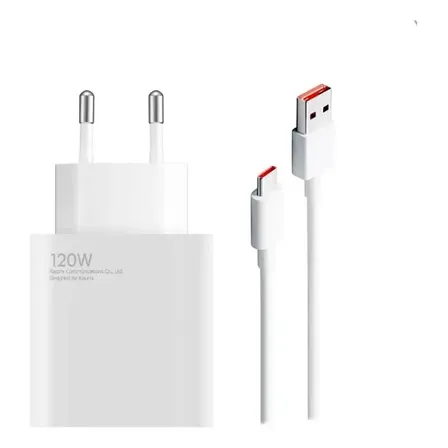 Carregador Xiaomi 120W Turbo Para Celulares Com Cabo USB-C