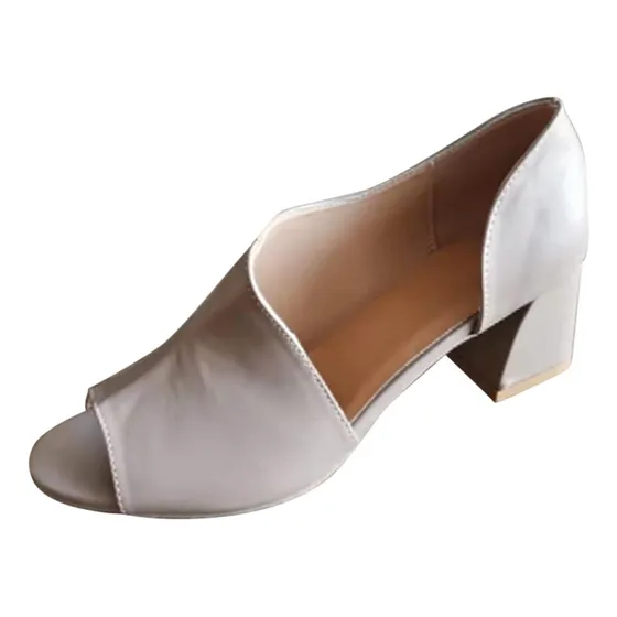 Sapatos Femininos De Salto Alto Espesso, Slip-on, Estilo Pro