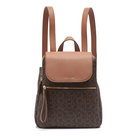Mochila Calvin Klein Para Mujer Elaine Signature Marrón/caqu