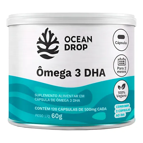 3x Ômega 3 Dha 460mg 100% Vegetal Ocean Drop 120 Cápsulas Sabor