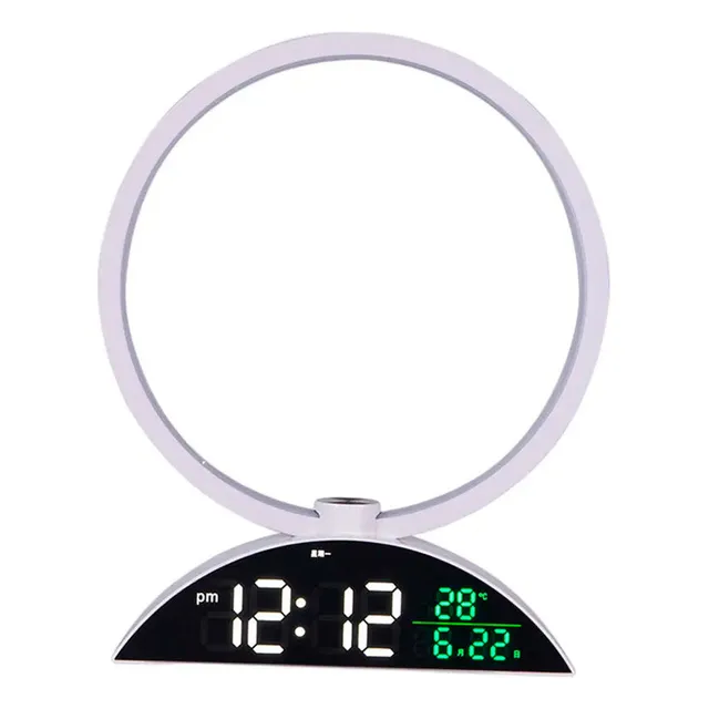 Reloj Digital D Mesa C Sonidos P Dormir Y Aro De Luz Led