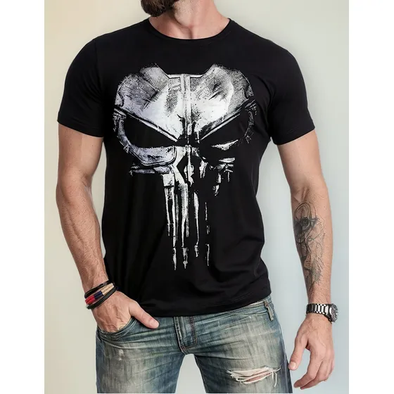 Camiseta Justiceiro Marvel The Punisher Camisa Caveira Geek