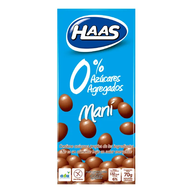 Maní Con Chocolate 0% Azúcar Haas 70 Grs
