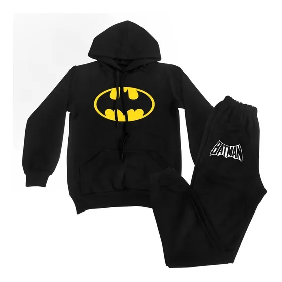 Conjunto Moletom Infantil Batman Blusa Com Capuz Bolso