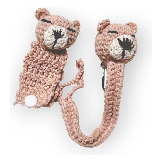Set Porta Chupete Y Pulsera Tejido Sonajero Crochet Bebés